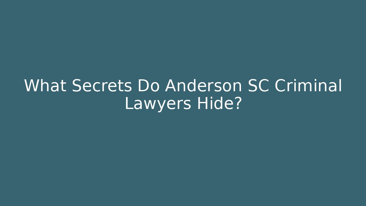 What Secrets Do Anderson SC Criminal Lawyers Hide?