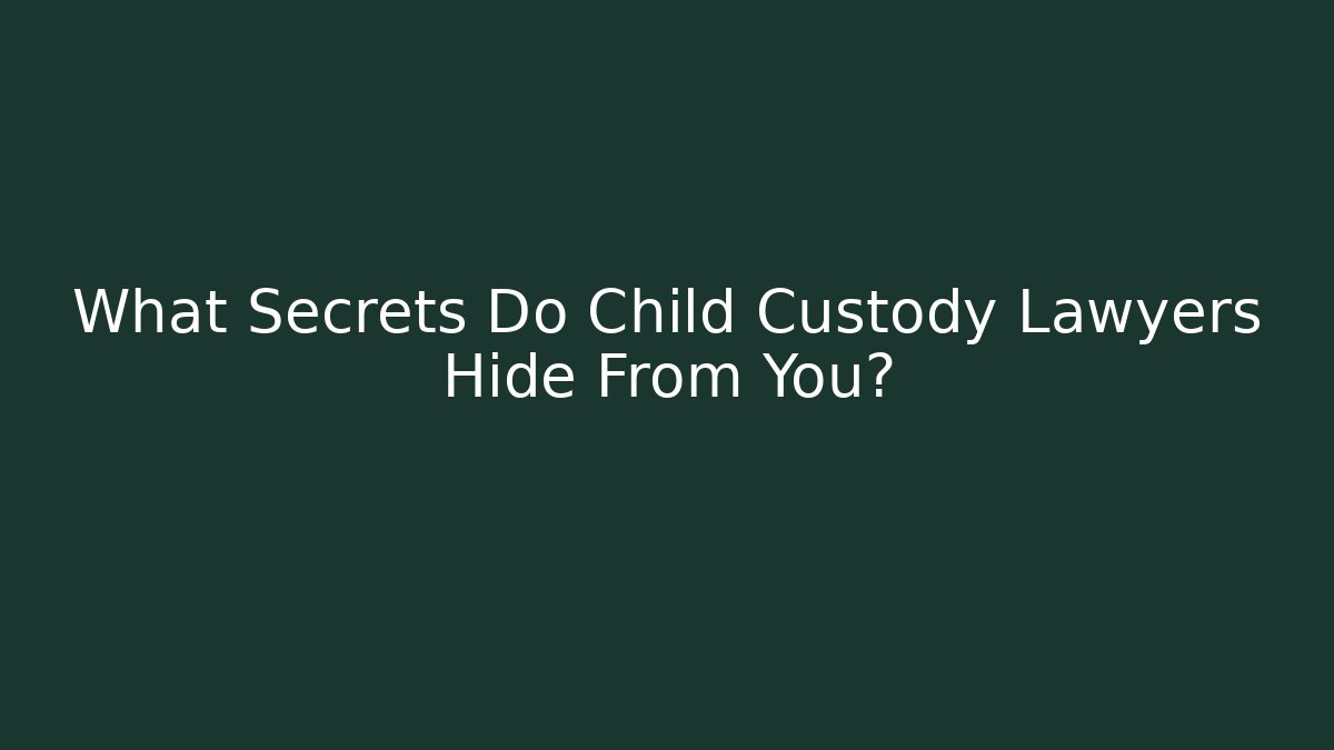 What Secrets Do Child Custody Lawyers Hide From You? - WealthxGroup