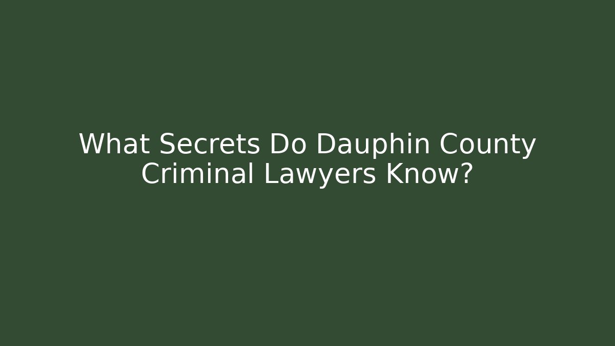 What Secrets Do Dauphin County Criminal Lawyers Know?