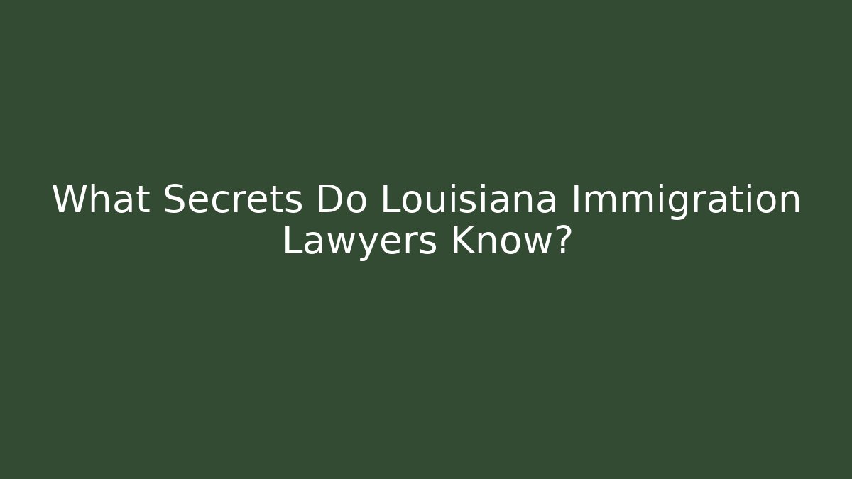 What Secrets Do Louisiana Immigration Lawyers Know?