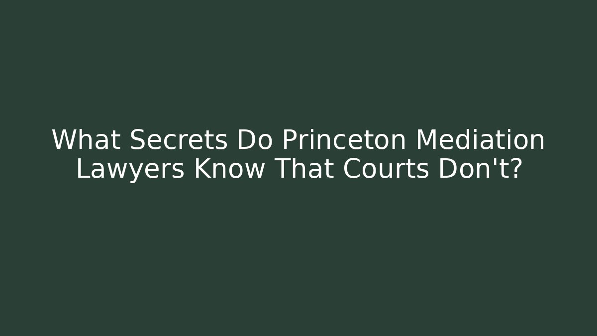 What Secrets Do Princeton Mediation Lawyers Know That Courts Don't? - WealthxGroup