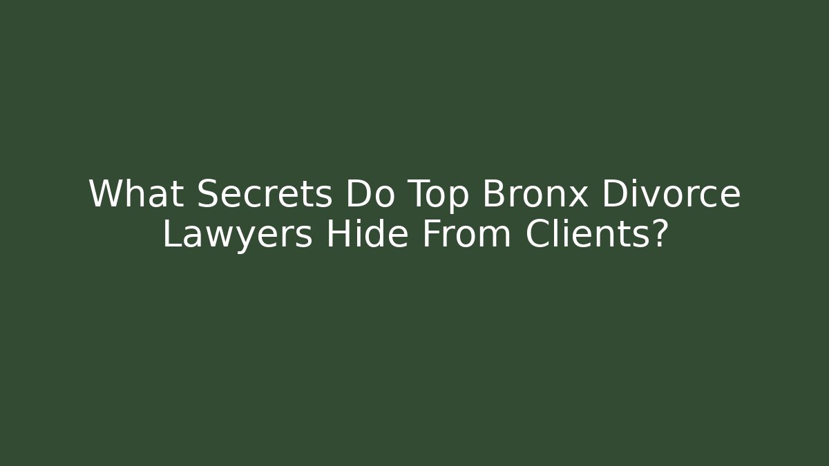 What Secrets Do Top Bronx Divorce Lawyers Hide From Clients?