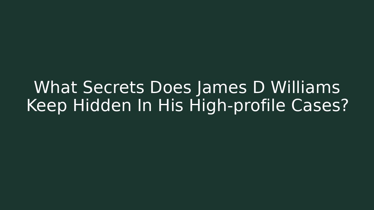 What Secrets Does James D Williams Keep Hidden In His High-profile Cases?