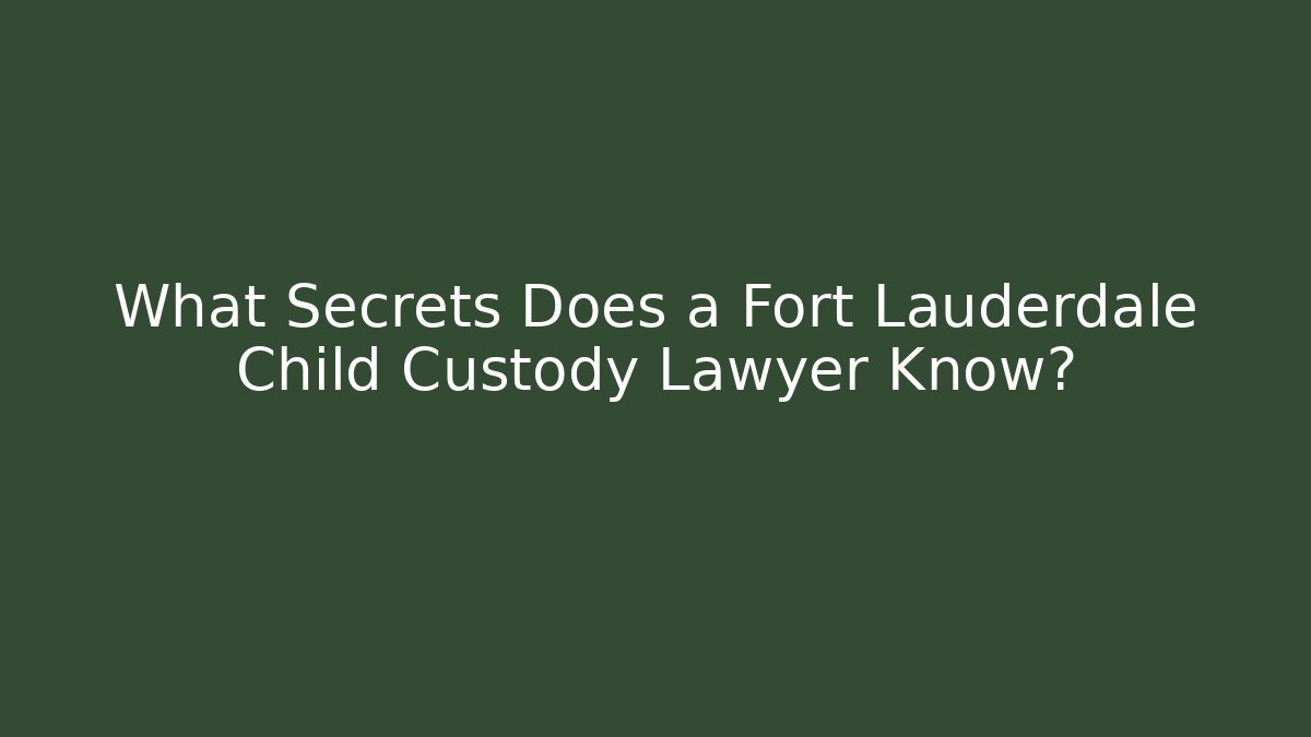 What Secrets Does a Fort Lauderdale Child Custody Lawyer Know?