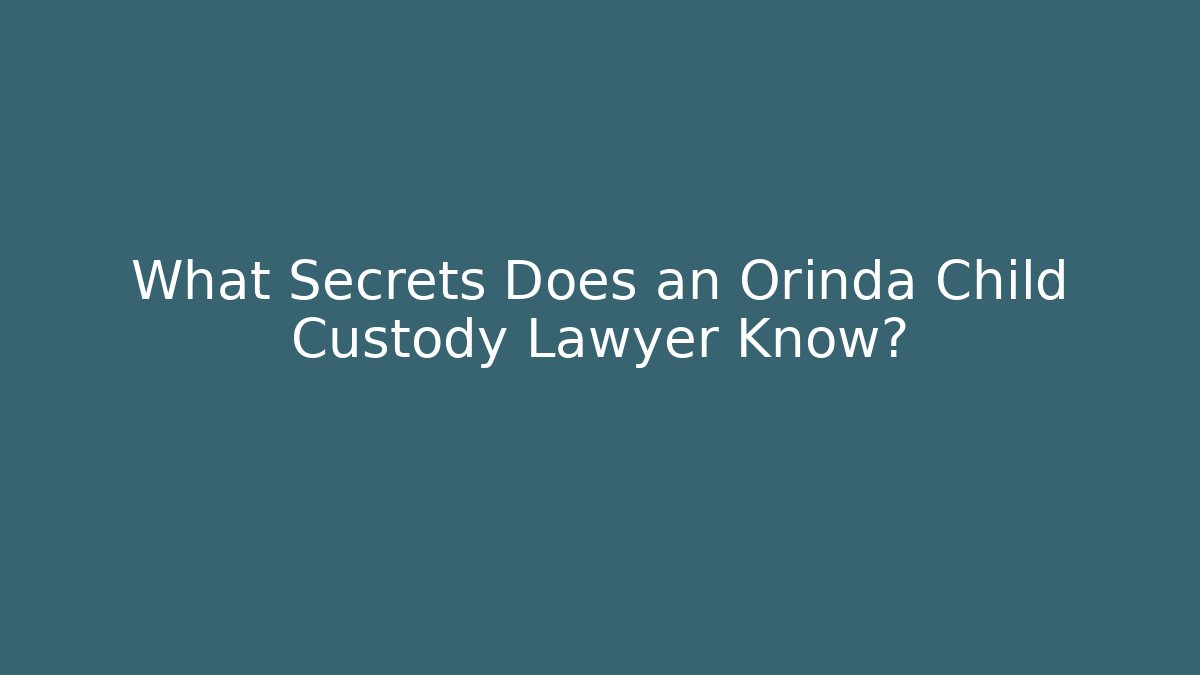 What Secrets Does an Orinda Child Custody Lawyer Know? - WealthxGroup