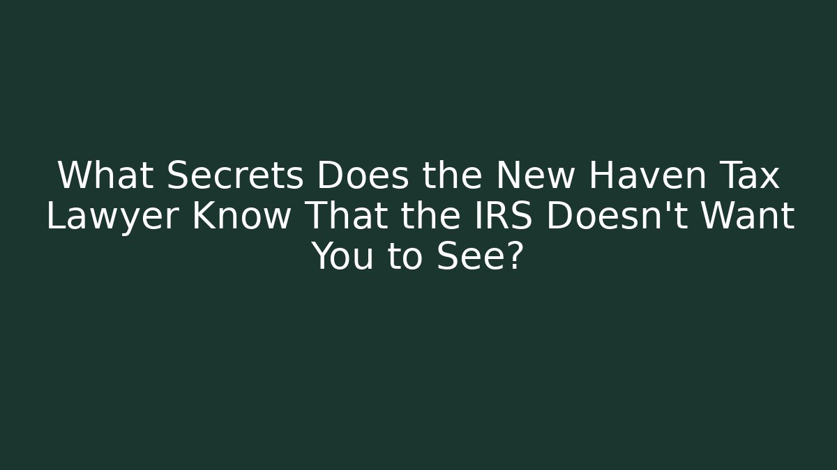 What Secrets Does the New Haven Tax Lawyer Know That the IRS Doesn't Want You to See?