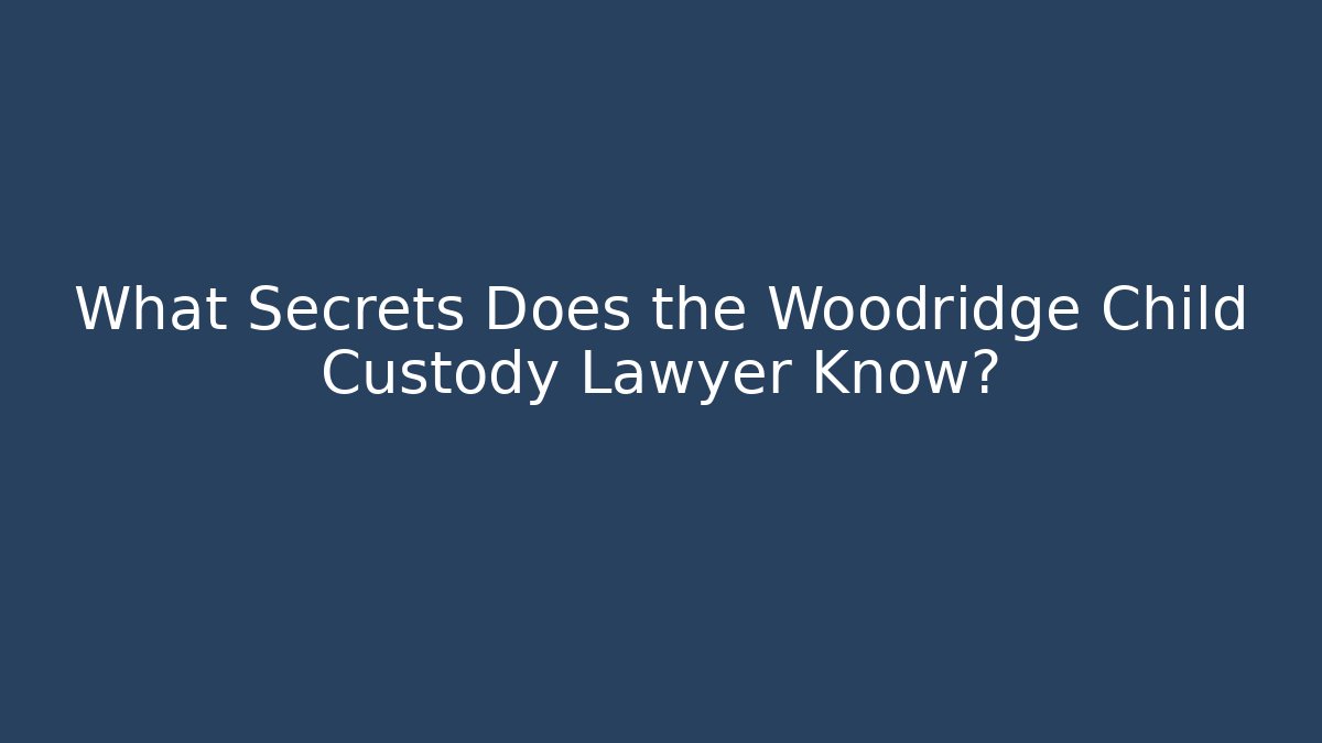 What Secrets Does the Woodridge Child Custody Lawyer Know?