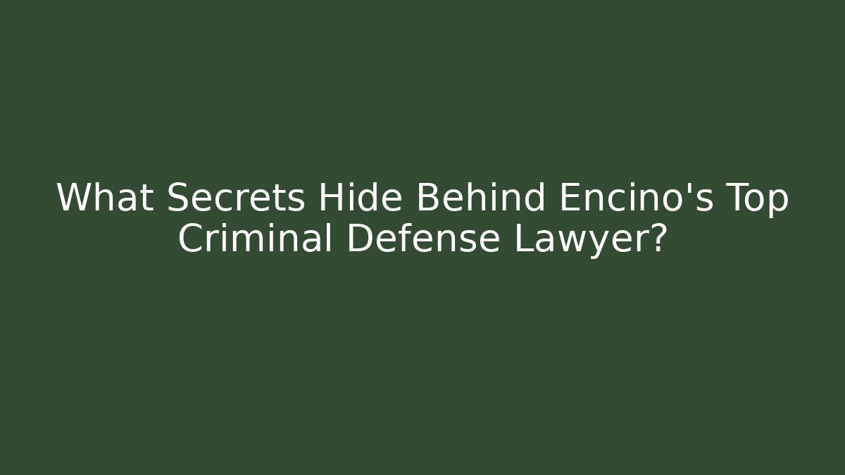 What Secrets Hide Behind Encino’s Top Criminal Defense Lawyer?