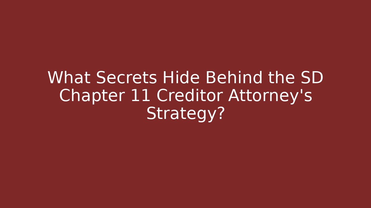 What Secrets Hide Behind the SD Chapter 11 Creditor Attorney's Strategy?