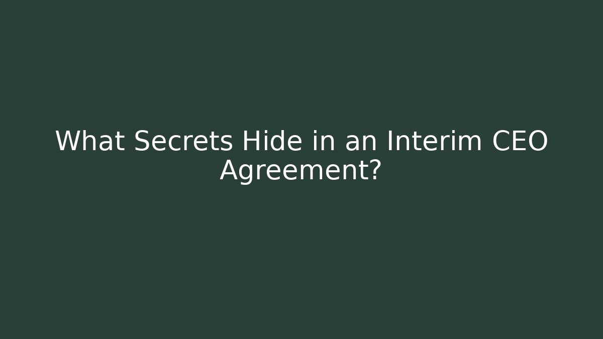 What Secrets Hide in an Interim CEO Agreement?