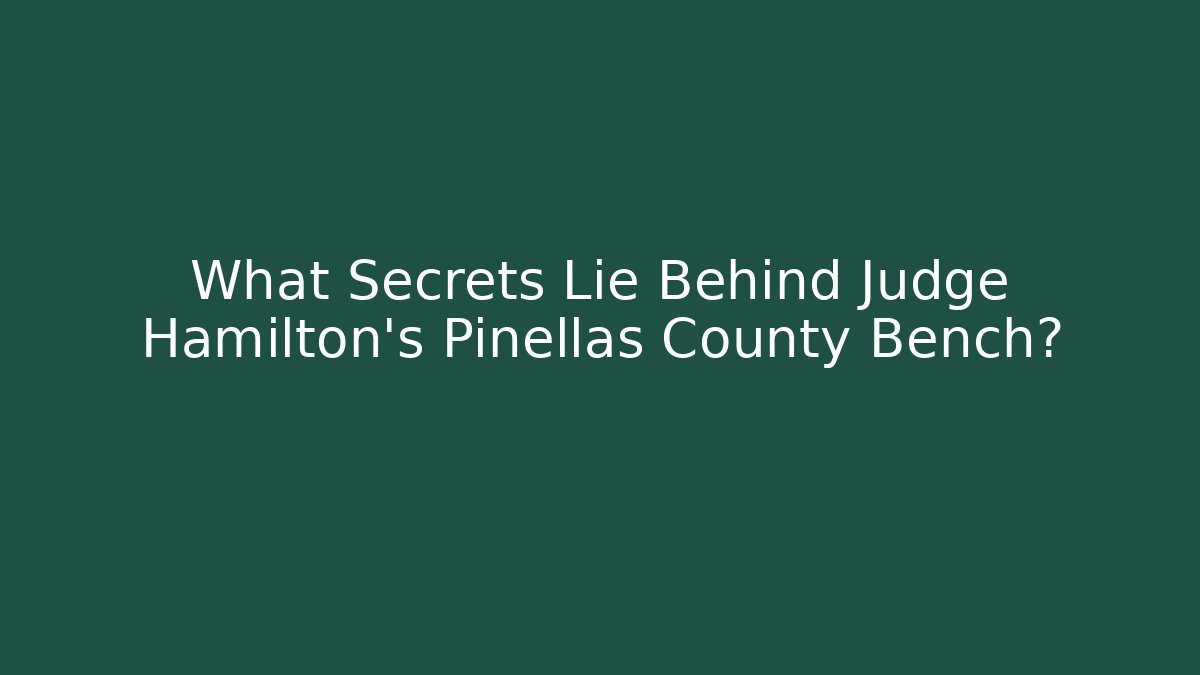 What Secrets Lie Behind Judge Hamilton's Pinellas County Bench?