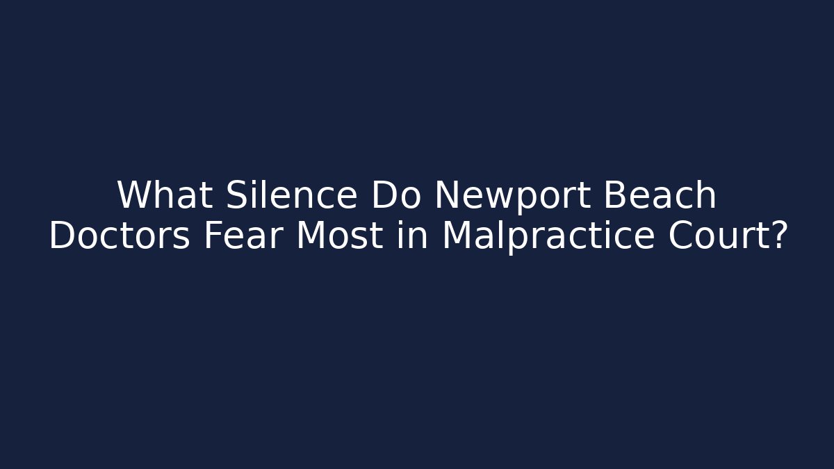 What Silence Do Newport Beach Doctors Fear Most in Malpractice Court?
