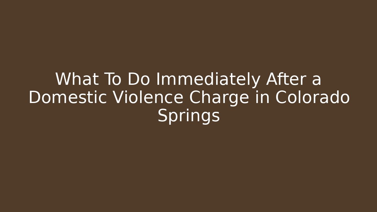 What To Do Immediately After a Domestic Violence Charge in Colorado Springs