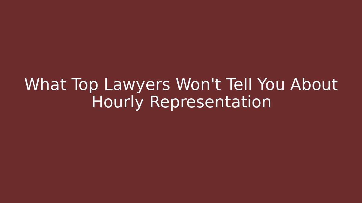 What Top Lawyers Won't Tell You About Hourly Representation