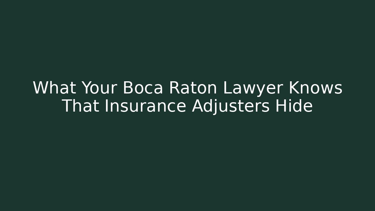 What Your Boca Raton Lawyer Knows That Insurance Adjusters Hide