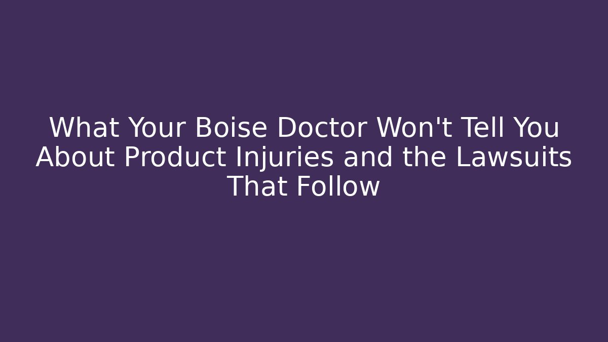 What Your Boise Doctor Won't Tell You About Product Injuries and the Lawsuits That Follow