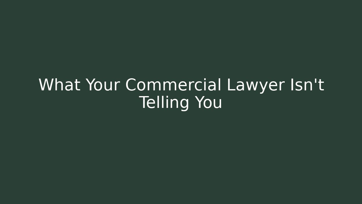 What Your Commercial Lawyer Isn't Telling You