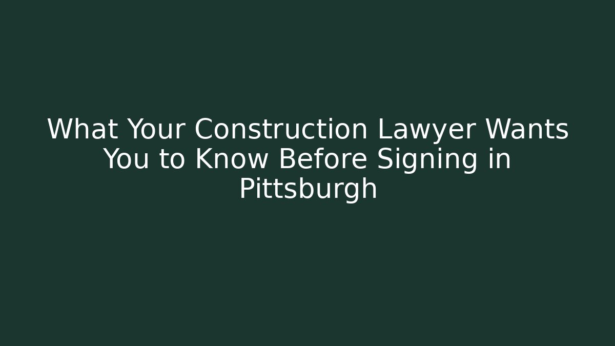 What Your Construction Lawyer Wants You to Know Before Signing in Pittsburgh