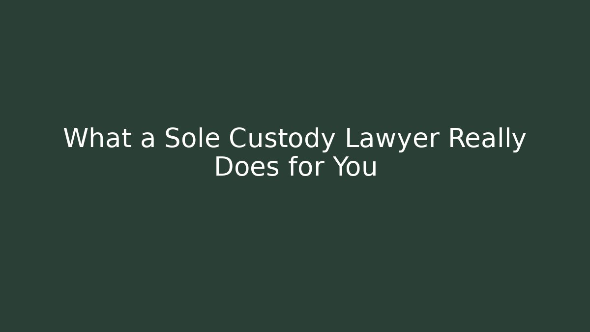 What a Sole Custody Lawyer Really Does for You