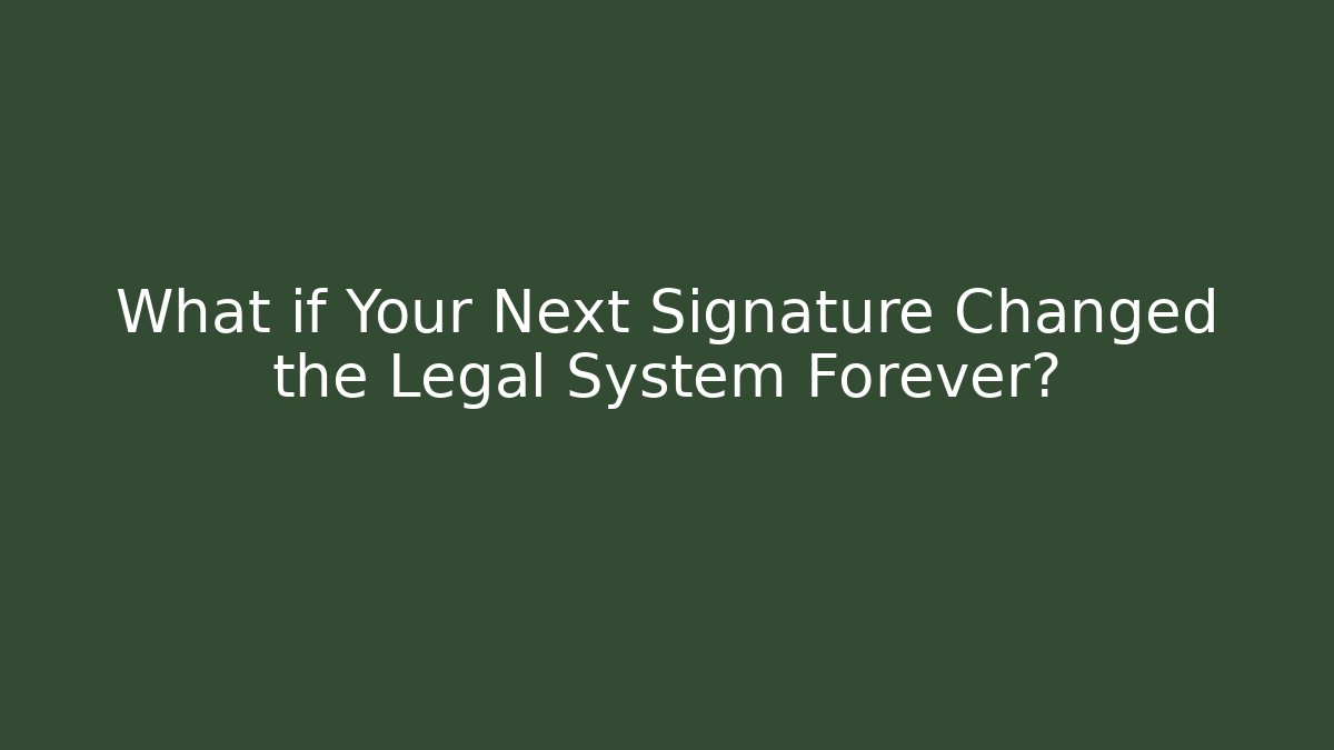 What if Your Next Signature Changed the Legal System Forever?