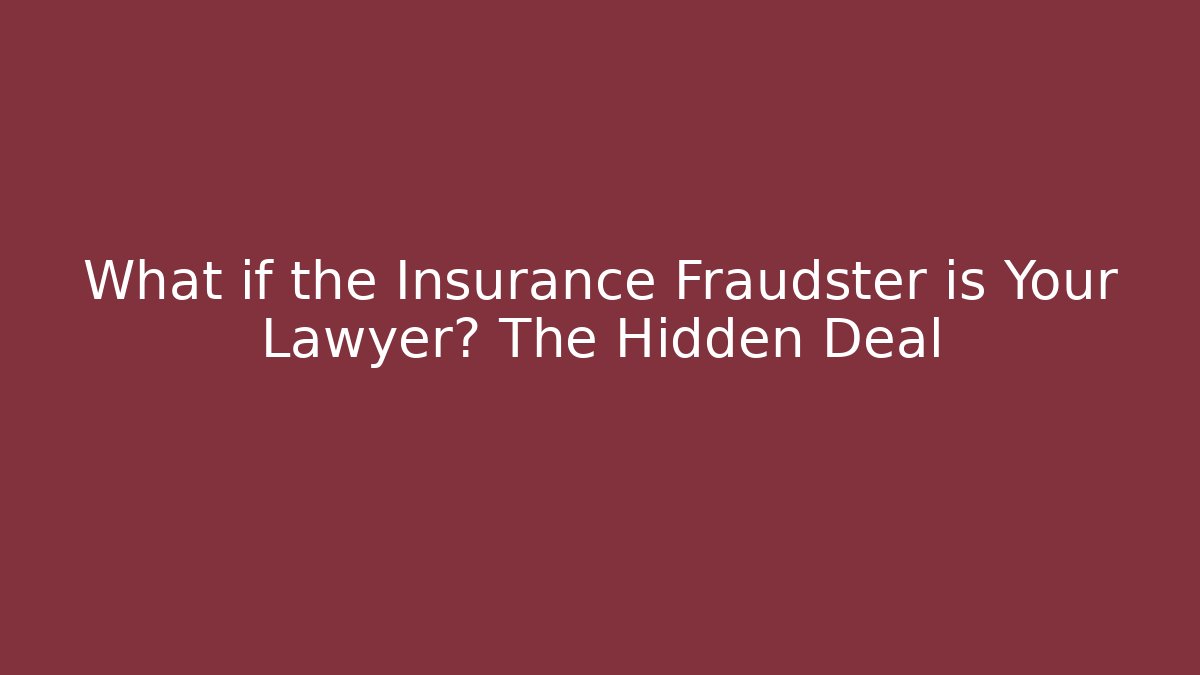 What if the Insurance Fraudster is Your Lawyer? The Hidden Deal