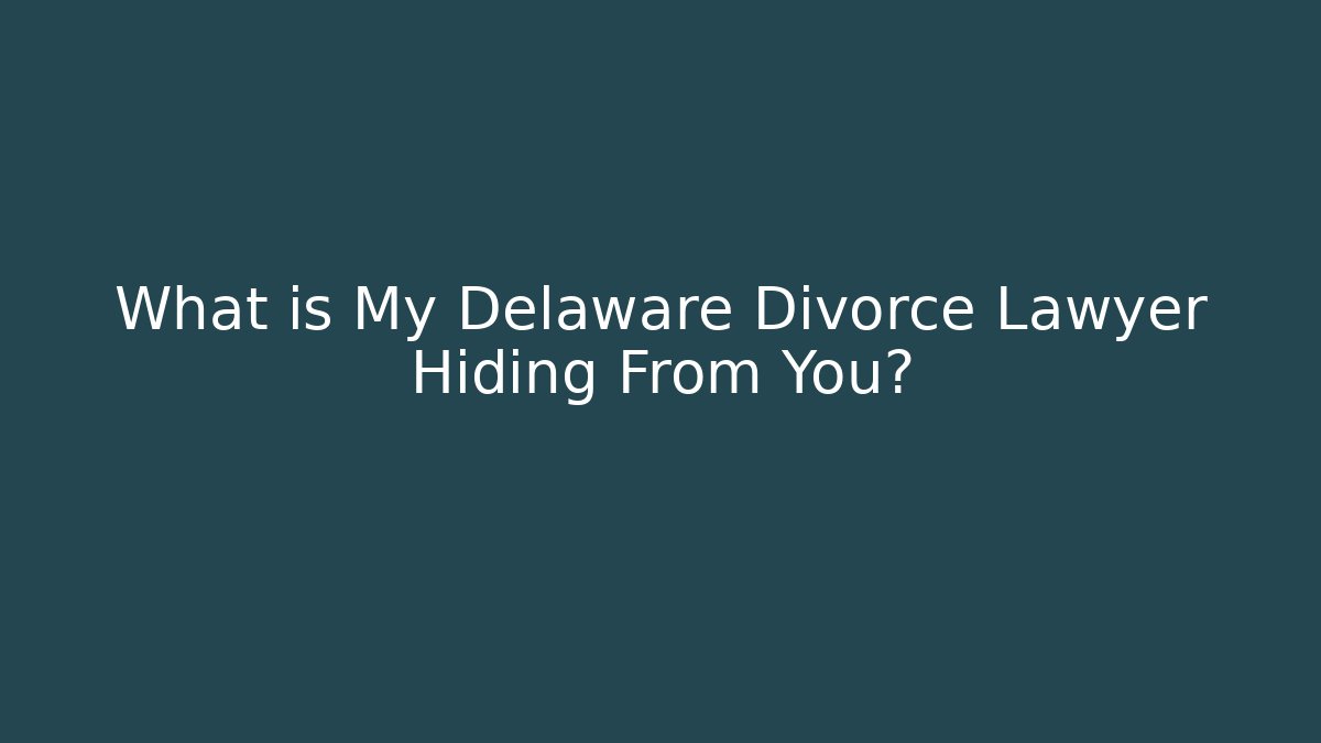 What is My Delaware Divorce Lawyer Hiding From You?