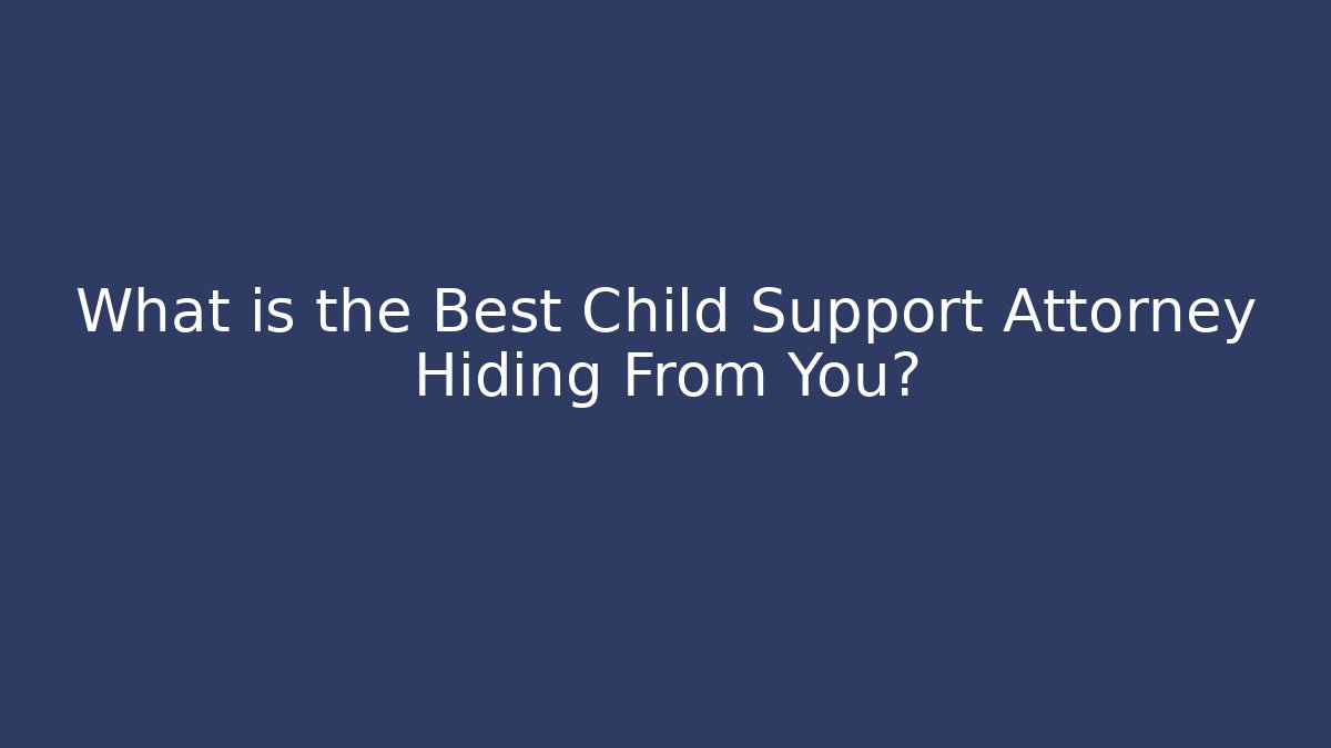 What is the Best Child Support Attorney Hiding From You?