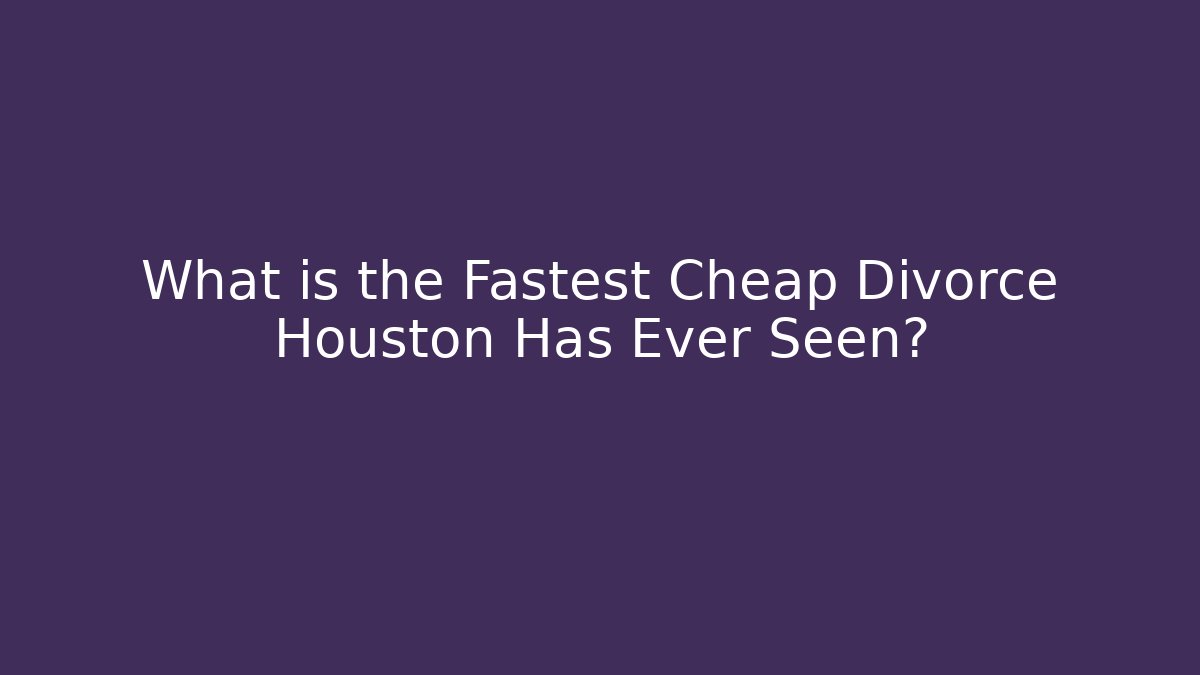 What is the Fastest Cheap Divorce Houston Has Ever Seen?