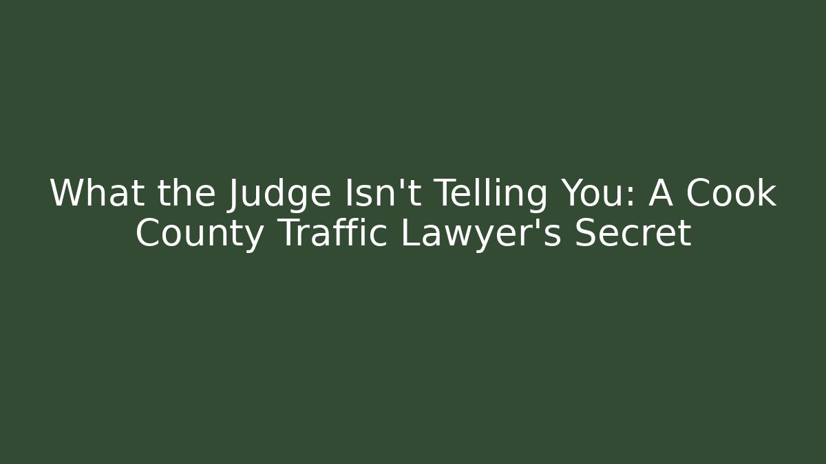 What the Judge Isn’t Telling You: A Cook County Traffic Lawyer’s Secret