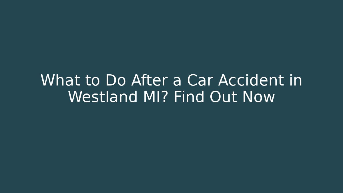 What to Do After a Car Accident in Westland MI? Find Out Now