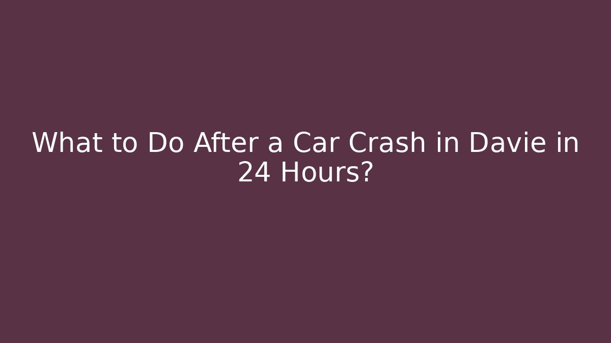 What to Do After a Car Crash in Davie in 24 Hours?