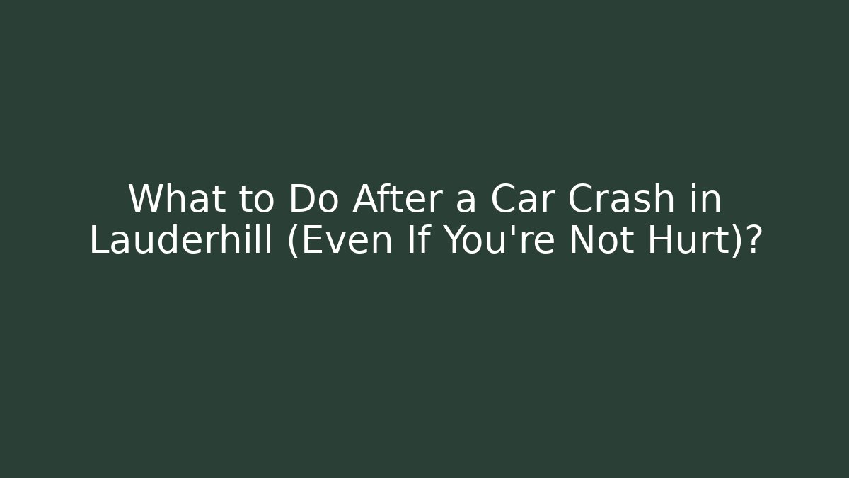 What to Do After a Car Crash in Lauderhill (Even If You’re Not Hurt)?