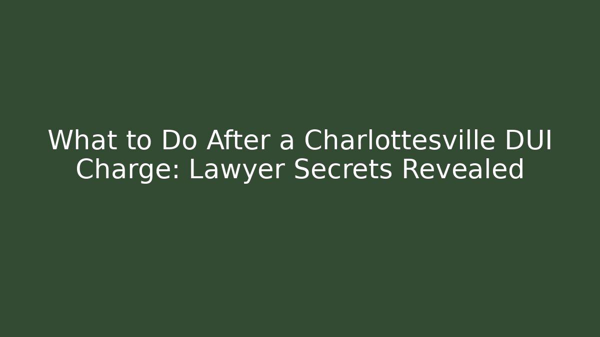 What to Do After a Charlottesville DUI Charge: Lawyer Secrets Revealed