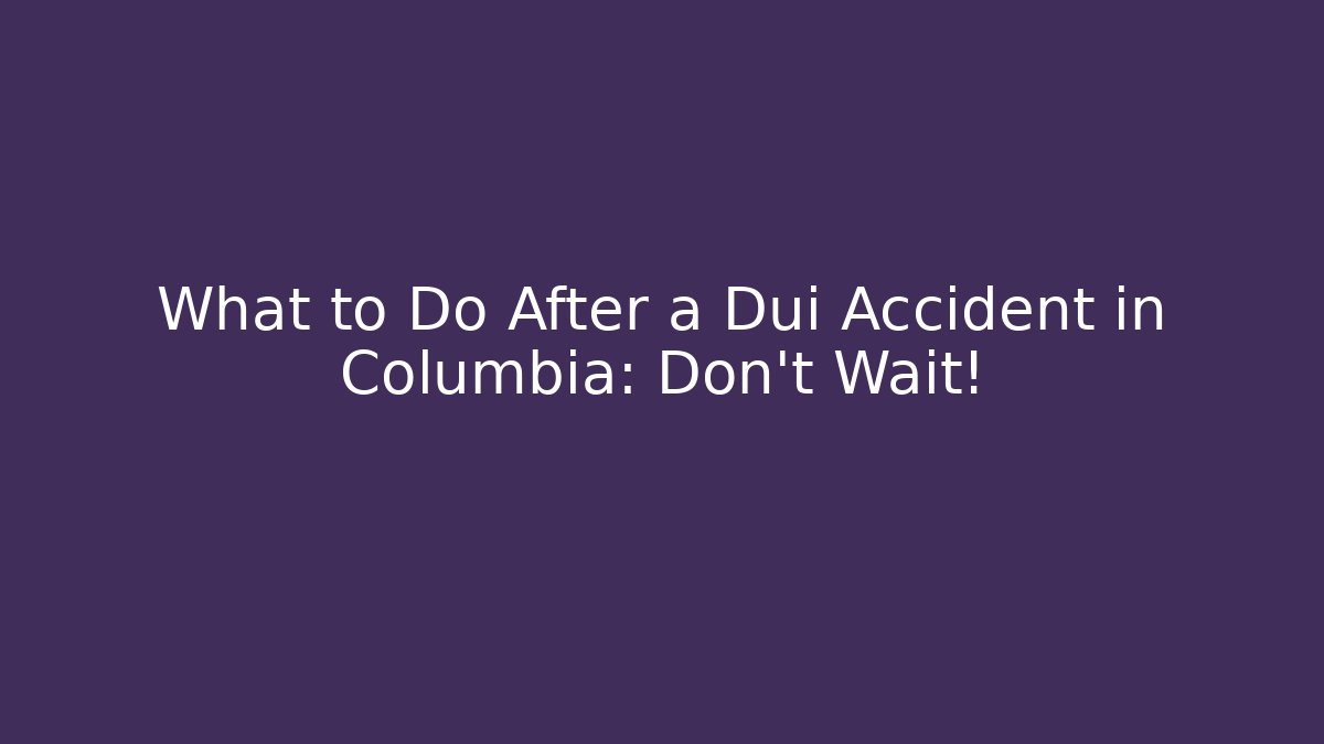 What to Do After a Dui Accident in Columbia: Don’t Wait!