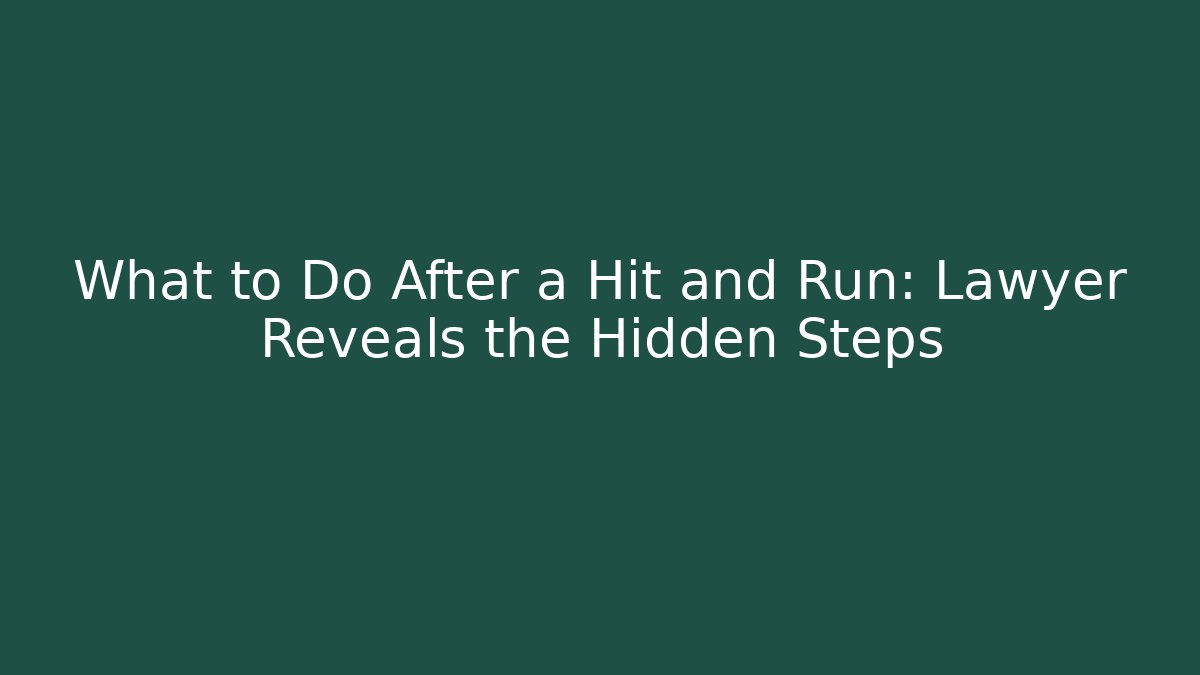 What to Do After a Hit and Run: Lawyer Reveals the Hidden Steps