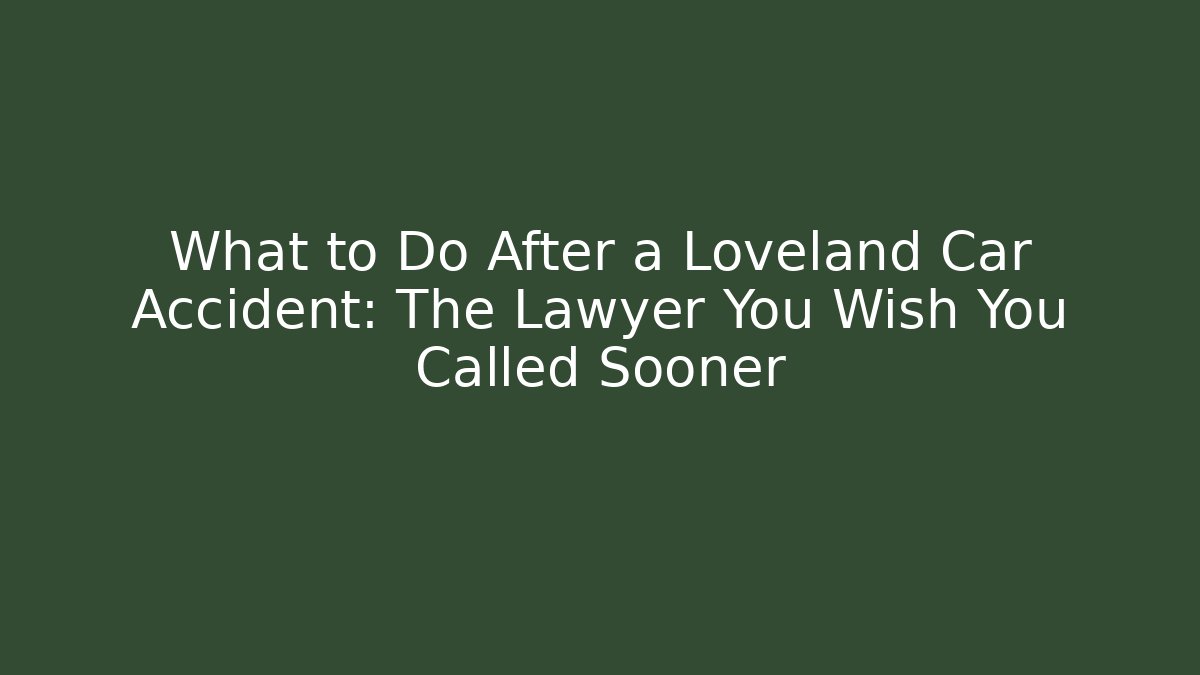 What to Do After a Loveland Car Accident: The Lawyer You Wish You Called Sooner