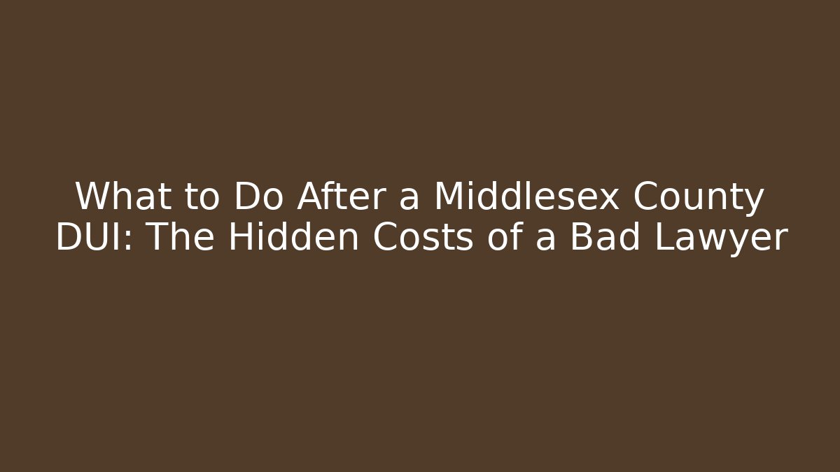 What to Do After a Middlesex County DUI: The Hidden Costs of a Bad Lawyer