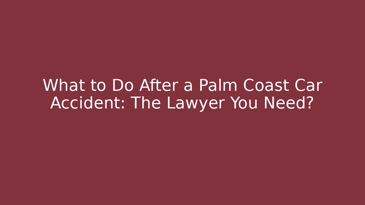 What to Do After a Palm Coast Car Accident: The Lawyer You Need?