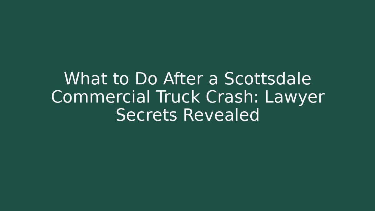 What to Do After a Scottsdale Commercial Truck Crash: Lawyer Secrets Revealed