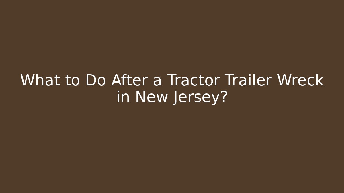 What to Do After a Tractor Trailer Wreck in New Jersey?