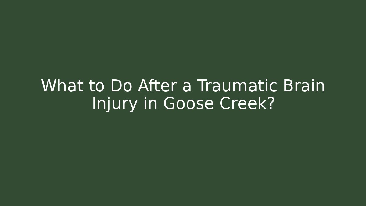 What to Do After a Traumatic Brain Injury in Goose Creek?