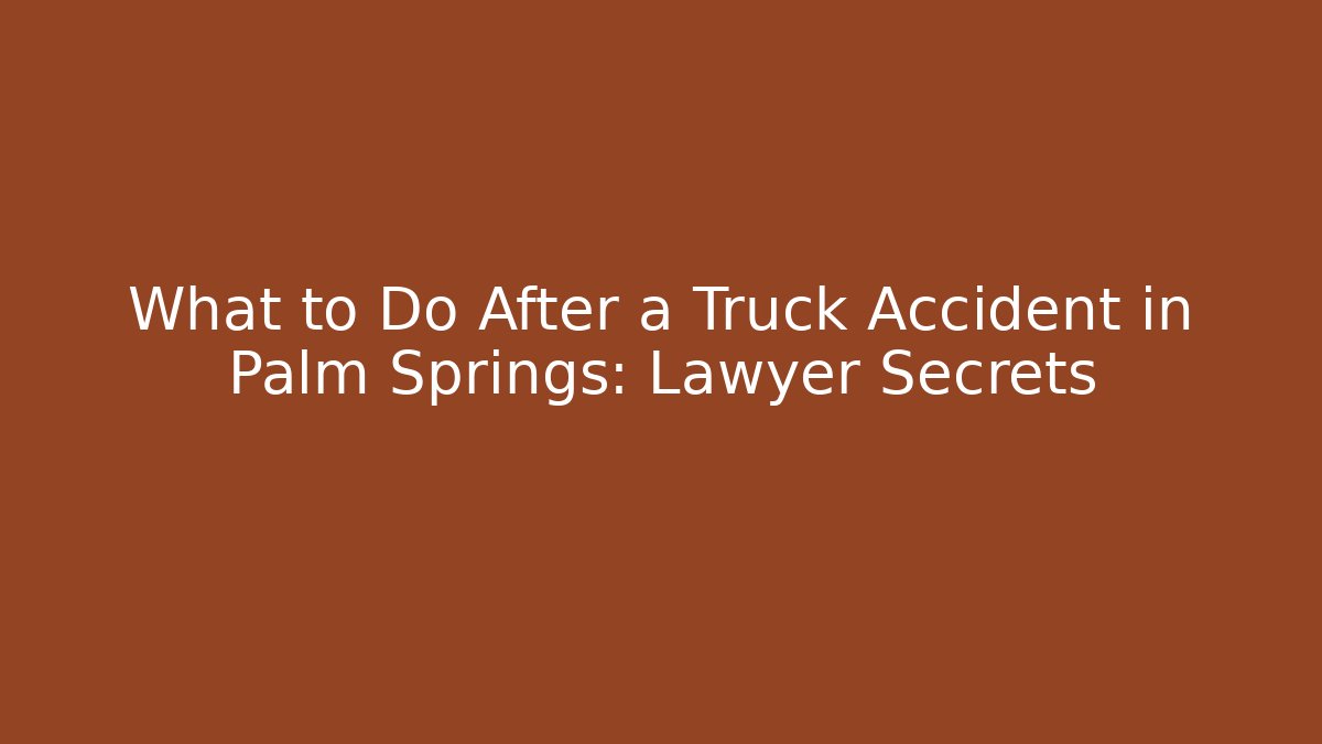 What to Do After a Truck Accident in Palm Springs: Lawyer Secrets - WealthxGroup