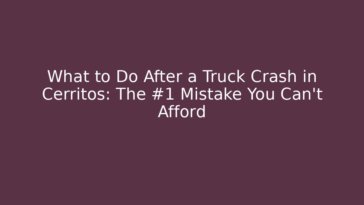 What to Do After a Truck Crash in Cerritos: The #1 Mistake You Can’t Afford