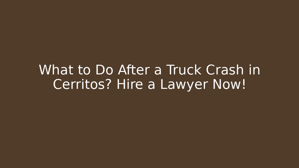 What to Do After a Truck Crash in Cerritos? Hire a Lawyer Now!
