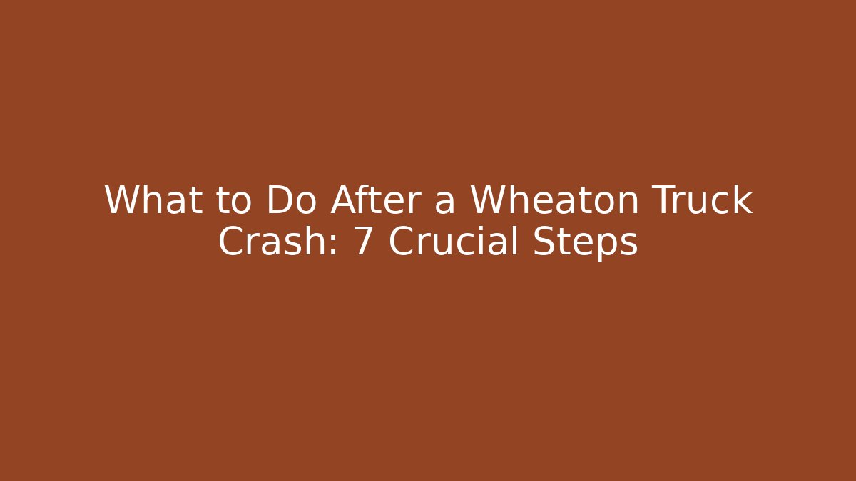 What to Do After a Wheaton Truck Crash: 7 Crucial Steps