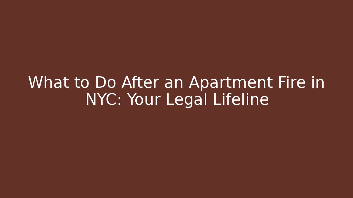 What to Do After an Apartment Fire in NYC: Your Legal Lifeline