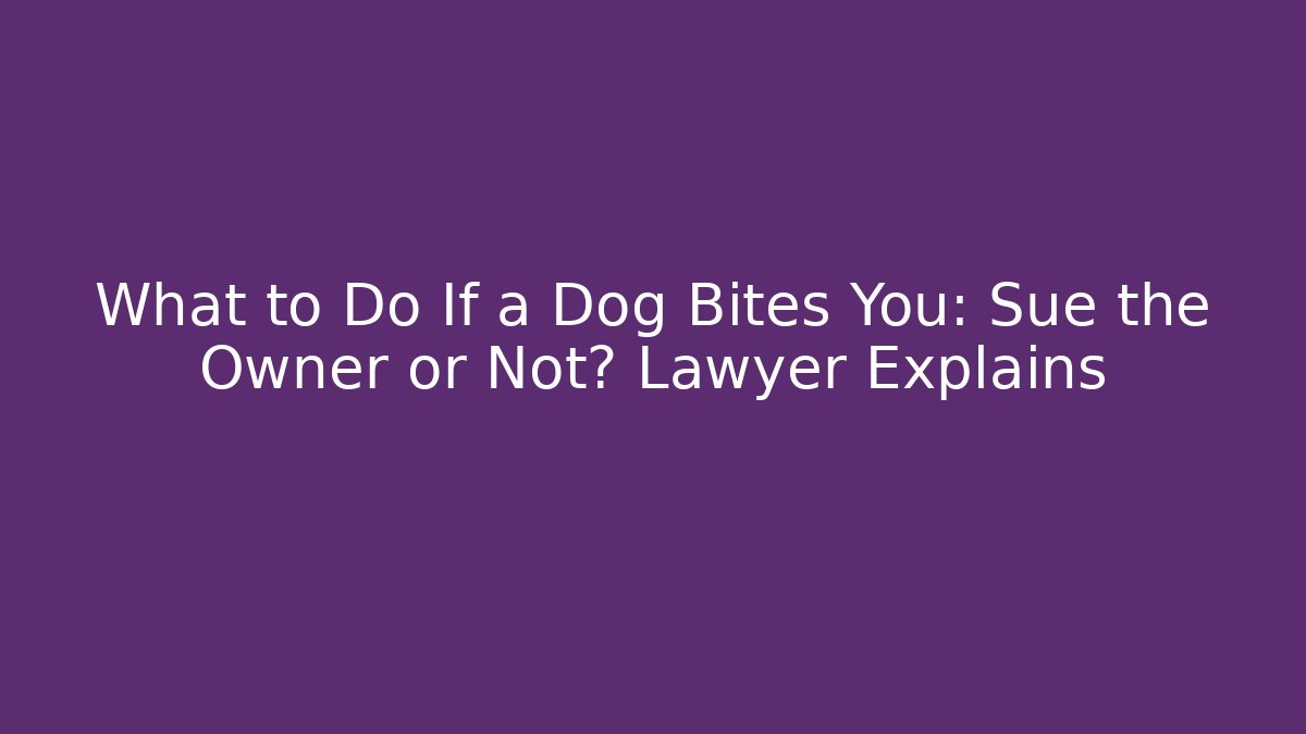 What to Do If a Dog Bites You: Sue the Owner or Not? Lawyer Explains