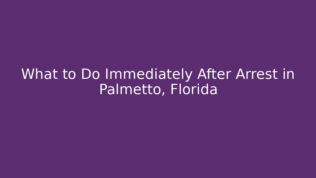 What to Do Immediately After Arrest in Palmetto, Florida - WealthxGroup
