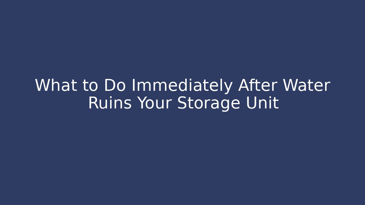What to Do Immediately After Water Ruins Your Storage Unit - WealthxGroup