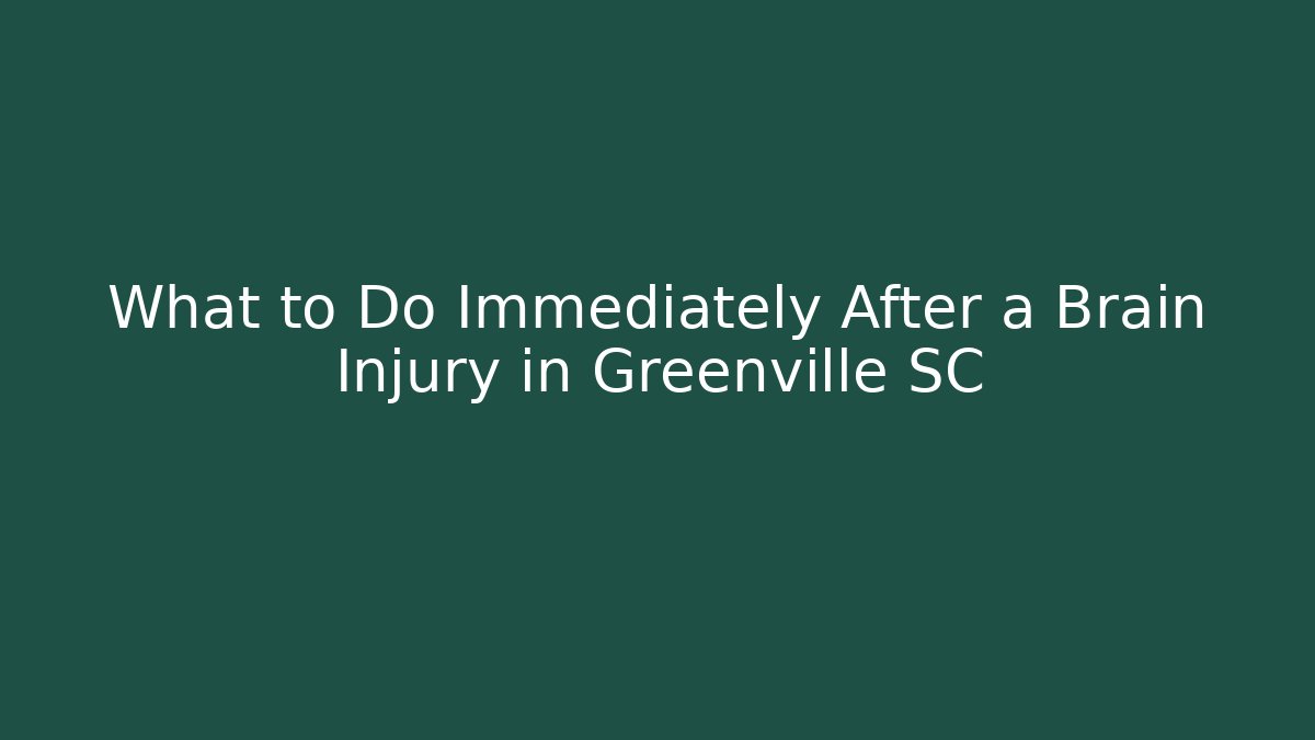 What to Do Immediately After a Brain Injury in Greenville SC